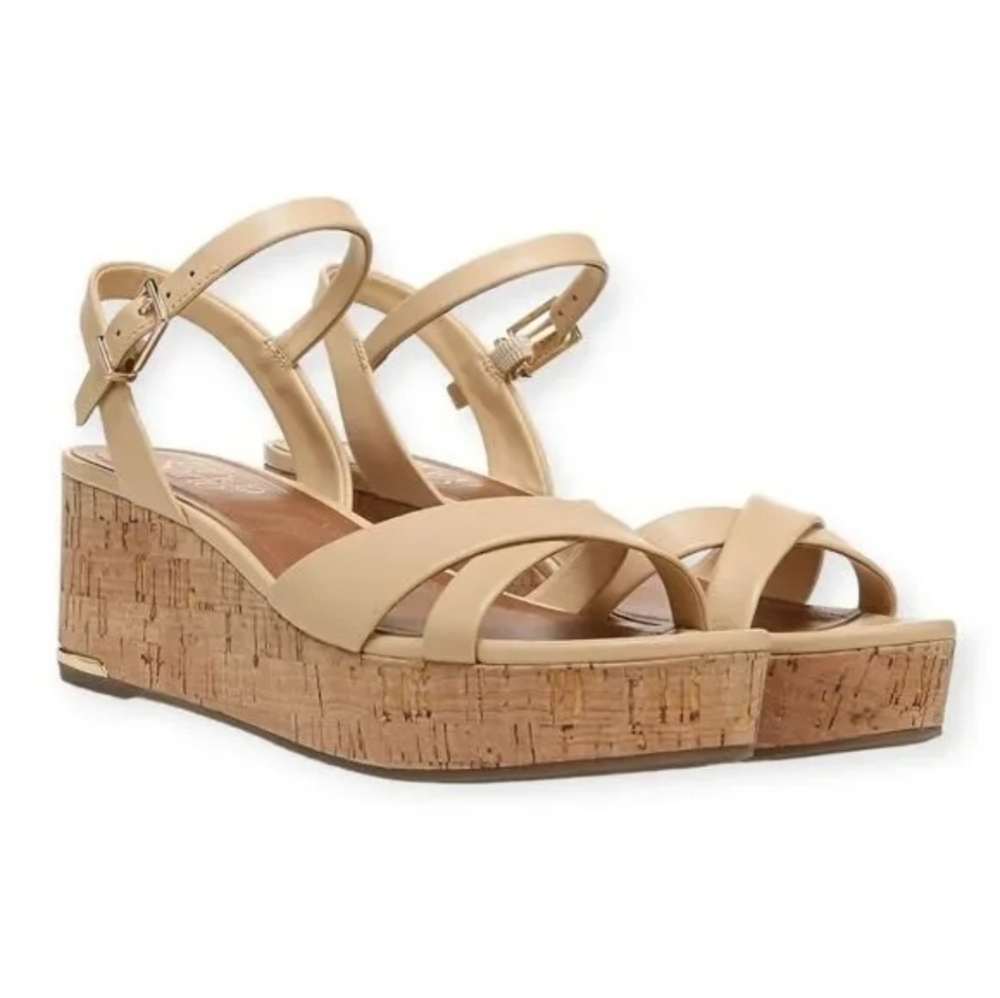 Franco Sarto Anthropologie Women Pelma Leather Platform Sandals shoes sz